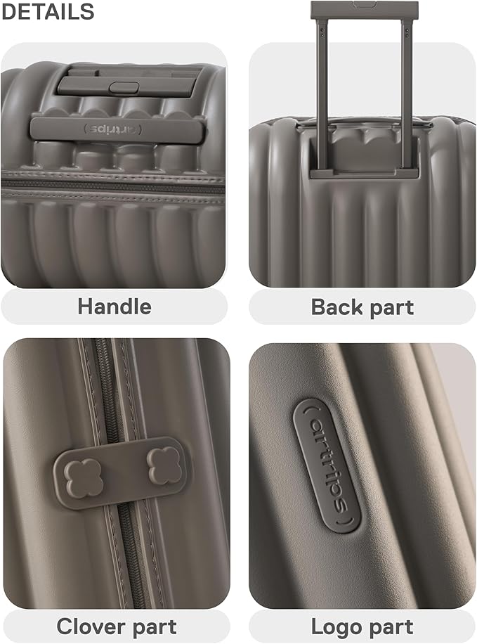 artrips Checked Luggage 24 Inch, Lightweight Hard Shell Suitcase with Spinner Wheels, Medium Travel Suitcase for 4–7 Day Trips, Grey