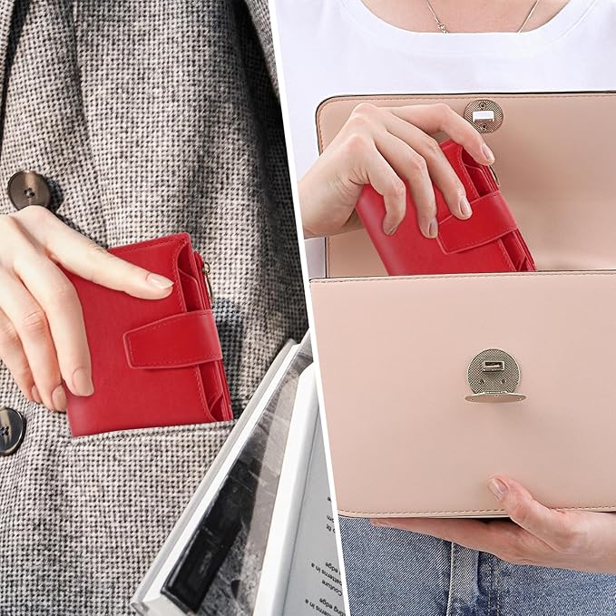 Airkit Small Wallet Women RFID Blocking PU Leather Bifold Compact Card Holder Wallet for Women with Zipper Coin Pocket 4 ID Window