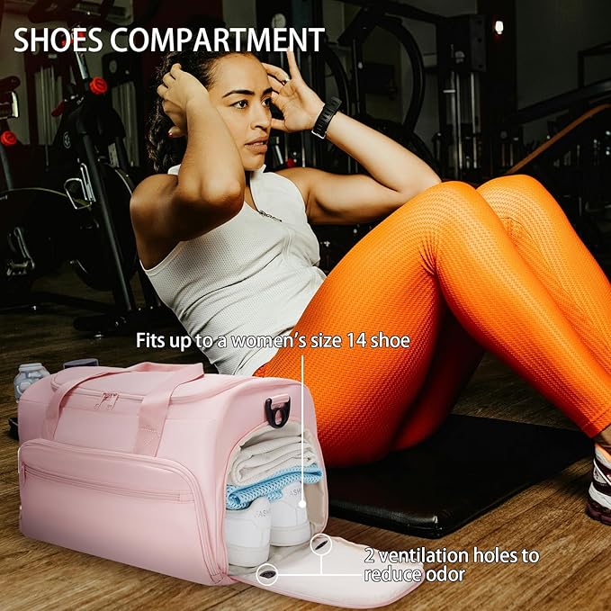 Gym Bag for Men Women, Sports Duffle Bags with Wet Pocket & Shoes Compartment, Water Resistant Overnight Duffel Bag