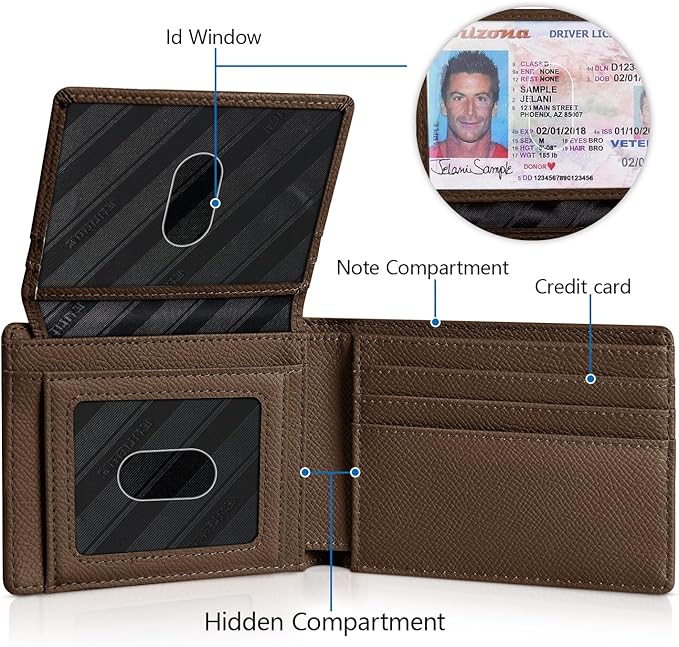 RUNBOX Wallet for Men Slim Rfid Leather 2 ID Window With Gift Box | Slim, Rfid, 2 ID Window, With Gift Box, Slim, Rfid