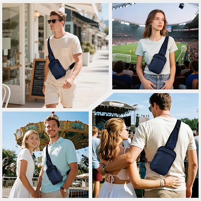 VADOO Sling Bag, Crossbody Bag with Zipper Lock, RFID Blocking & Water Resistant for Men and Women
