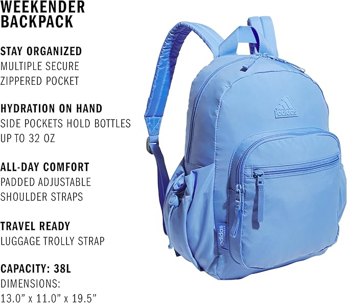 adidas Weekender Backpack – Small Lightweight Everyday Bag, 19L