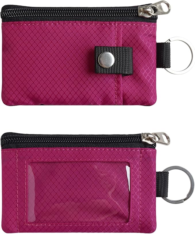 CHENSPRX Minimalist RFID Blocking Small Wallet with ID Window,WaterResistant Zip Id Case Wallet with Lanyard Keychain for Cards,Cash,Travel,Women,Men