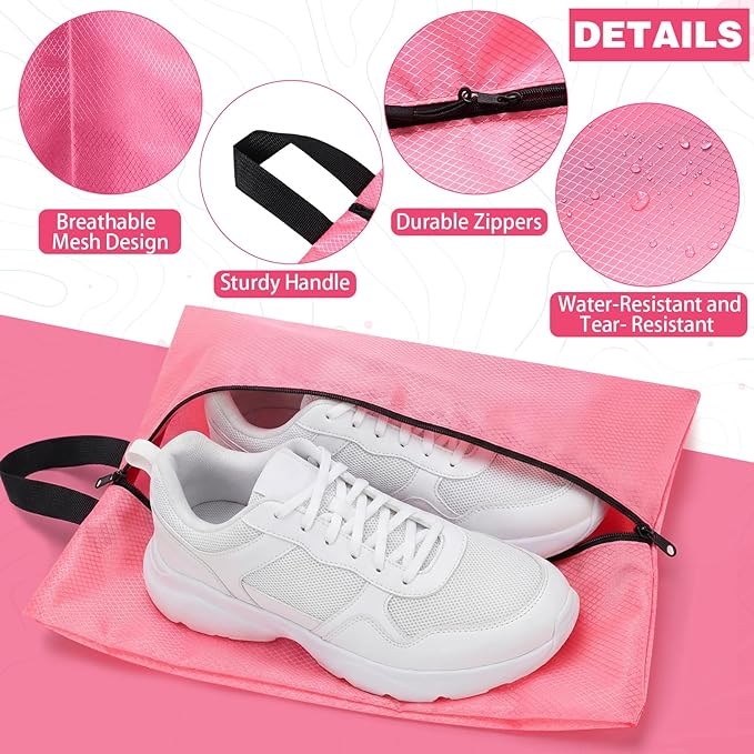 6 Pcs Travel Shoe Bags with Zipper Portable Suitcase Shoe Organizer Packing for Men Women Nylon Multicolor(L,Purple)