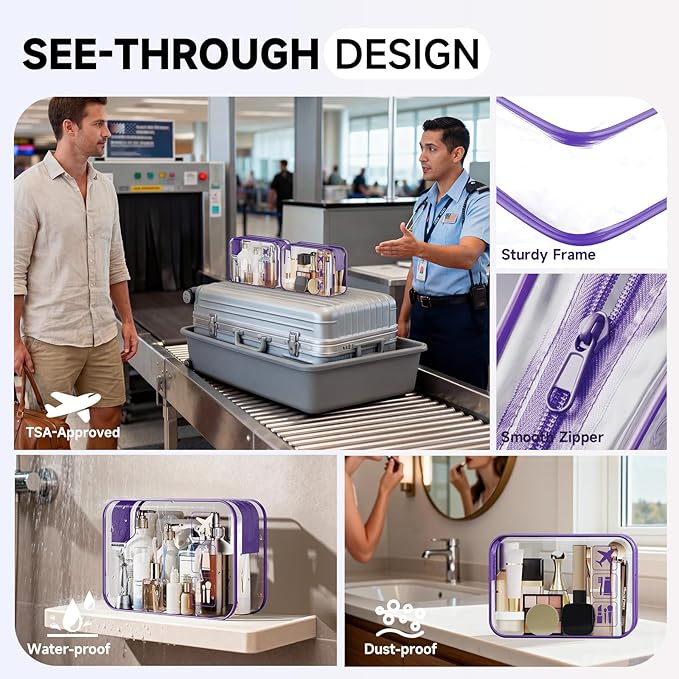 11 Set Packing Cubes for Travel, Gifts for Women Mom Kids, TSA Approved Bags for Makeup, Cosmetic, Toiletry, Suitcase Organizers for Checked Luggage, Cruise Essentials, Airplane Accessories, Purple
