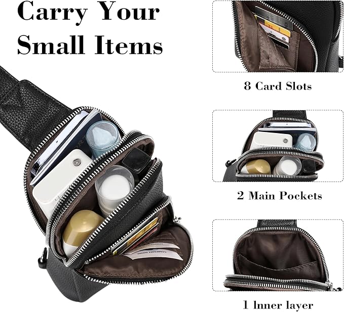 INICAT RFID Blocking Sling Bag, Anti Theft Crossbody Bag for Women, Travel Fanny Pack Style Purse, Vegan Leather