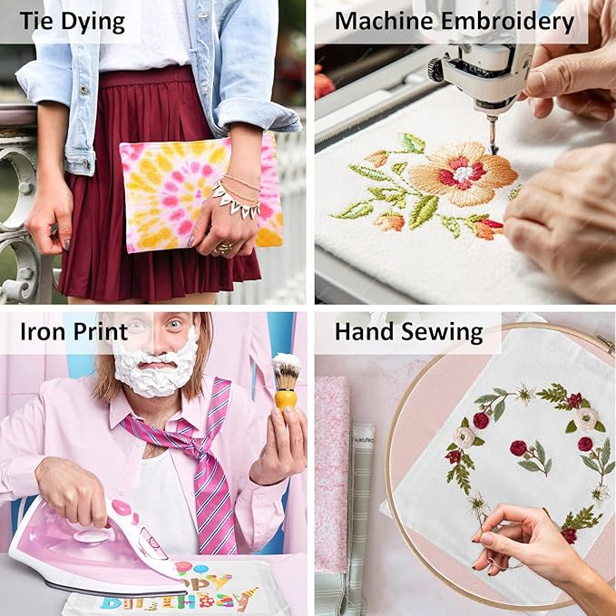 Koolmox 20 PCS Blank Canvas Makeup Bags, Bulk White Cosmetic Makeup Bags Canvas Pouch with White Zipper for Tie Dye, Embroidery, Patches, Heat Transfer Sublimation Painting DIY Customization