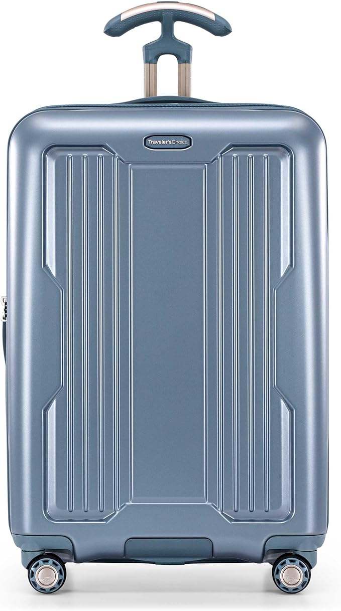Traveler's Choice Ultimax II Polycarbonate Hardside Luggage with Spinner Wheels, Teal, 25-Inch Medium Luggage