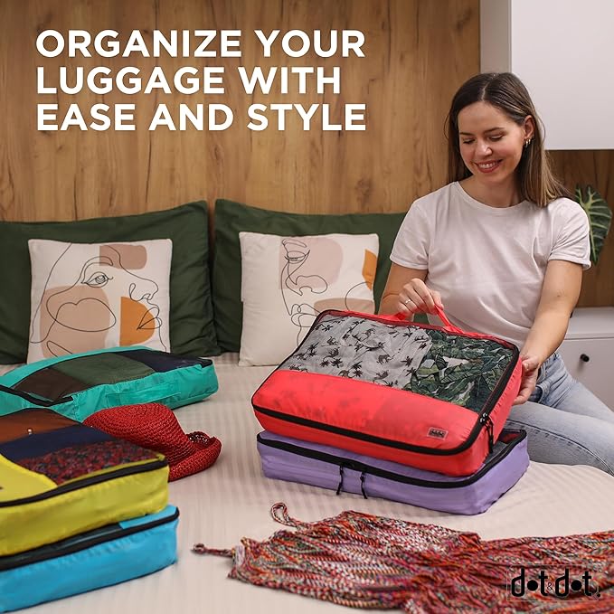 Large Packing Cubes for Travel - 5pc Packing Cubes for Suitcases - Lightweight Luggage Organizer Bags (Non-Compression)