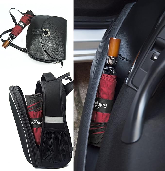 Raintrend Windproof Travel Umbrellas for Rain Automatic +10% Bigger Canopy Strong Frame Compact Folding Portable Umbrella for Women Men Backpack Purse