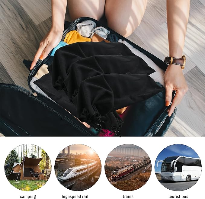 GONGKANGYUAN 4 Pack Shoe Bags for Travel Flannel Single Shoe Pouch with Drawstring for Men Women Travel Protecting Storing Shoes