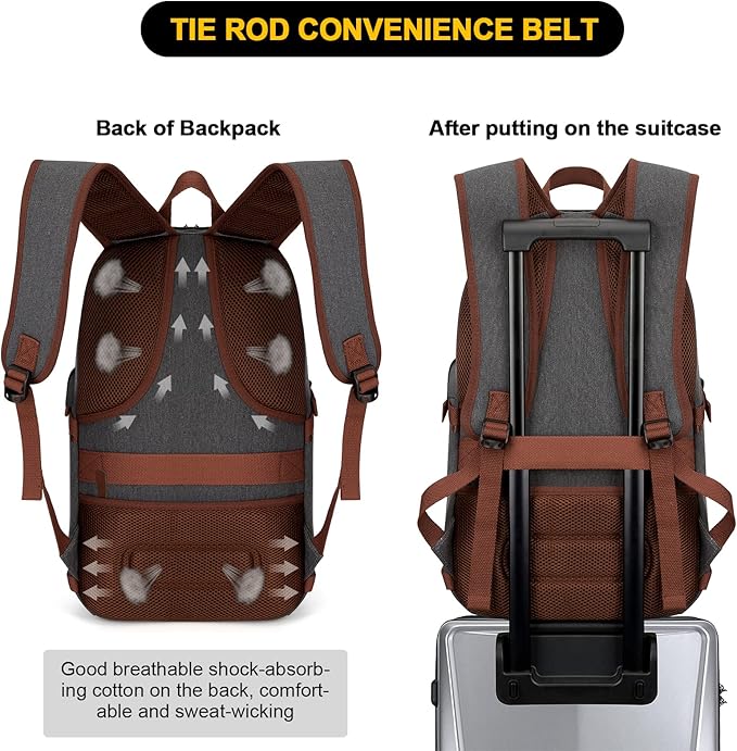 Tzowla Canvas Laptop Backpack-Anti Theft Bag for Men Women,Rucksack Fits 15.6Inch Laptop, Work Travel Bookbag with Lock