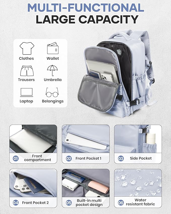 Vacuum Travel Backpack with Pump for Women,Personal Item Carry on Backpacks Flight Approved 18x14x8 inches for Men,Laptop Waterproof Work Compression bags Casual Daypack Grey