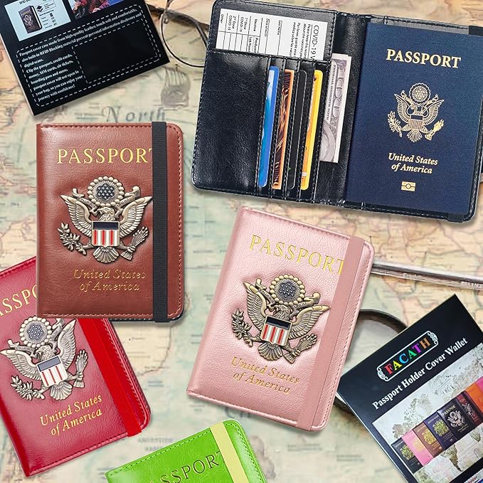 Premium Passport Holder for Travel, RFID Blocking Passport Cover Slim, Durable & Travel-Friendly, Passport Wallet Keep Your Documents Safe & Organized (Red)
