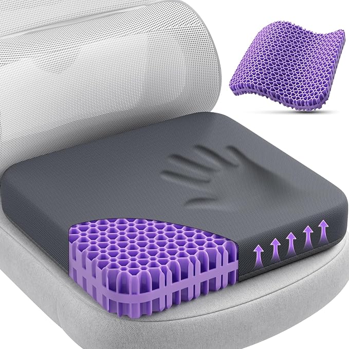 TushGuard Gel Seat Cushion for Long Sitting, Enlarged & Thickened Patent Design Office Chair Seat Cushion, Breathable Cooling Pads for Chairs, Soft Car Cushions for Wheelchair(2" Thick, Grey)