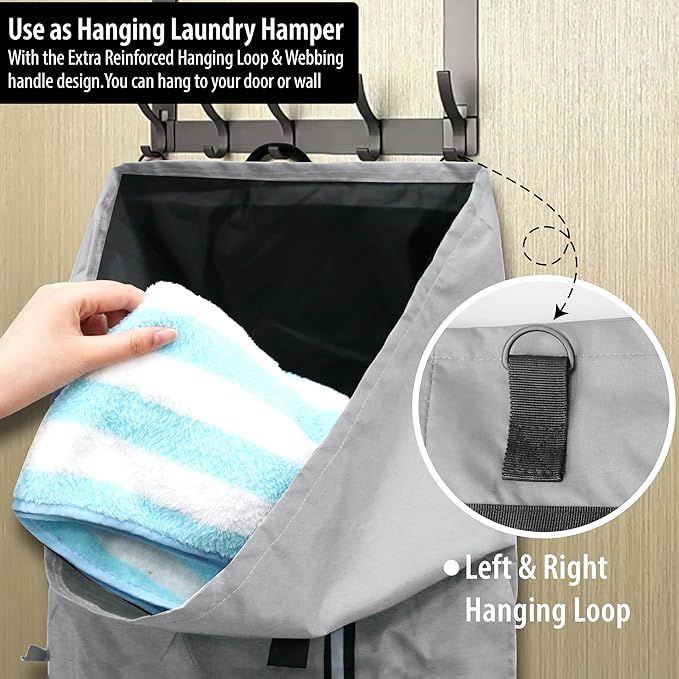 BeeGreen Grey-Laundry-Bag-Backpack-Extra-Large-Heavy-Duty, 125L Portable Travel Laundry Backpack Shoulder Straps & Extendable Clothes Hamper Bag 3 Pockets for College Apartment