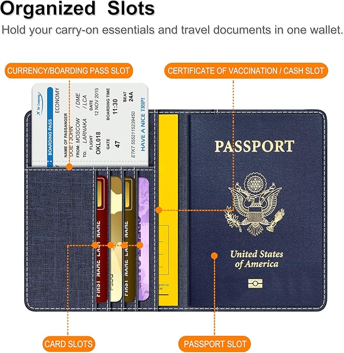 FINTIE Passport Holder, Slim Travel Wallet RFID Blocking Card Case Cover Passport Cover Protector Essentials with Credit Card Slots for Women/Men | Slim, RFID Blocking, Card Case Cover, Essentials, Credit Card Slots