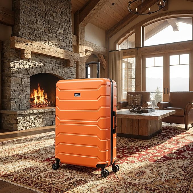 InUSA TREND Luggage with Spinner Wheels | Durable lightweight Hardside Suitcase, Travel Bag with Handle and Trolley | 32-inch Extra-Large Checked luggage | Orange