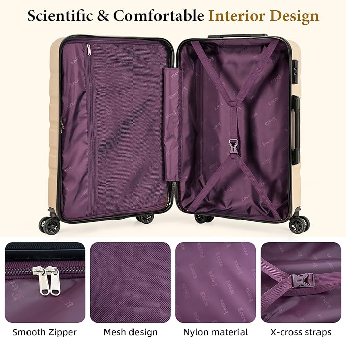 Luggage Sets 5 Piece,Suitcases with Wheels, Hard Case Luggage with Detachable Spinner Wheels,Carry On Luggage Set (5 Piece Sets (20"/24"/28"/DB/TB))
