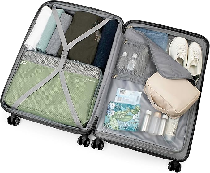 Traveler's Choice Elm 2PC Expandable Spinner Luggage Set - Matte Black