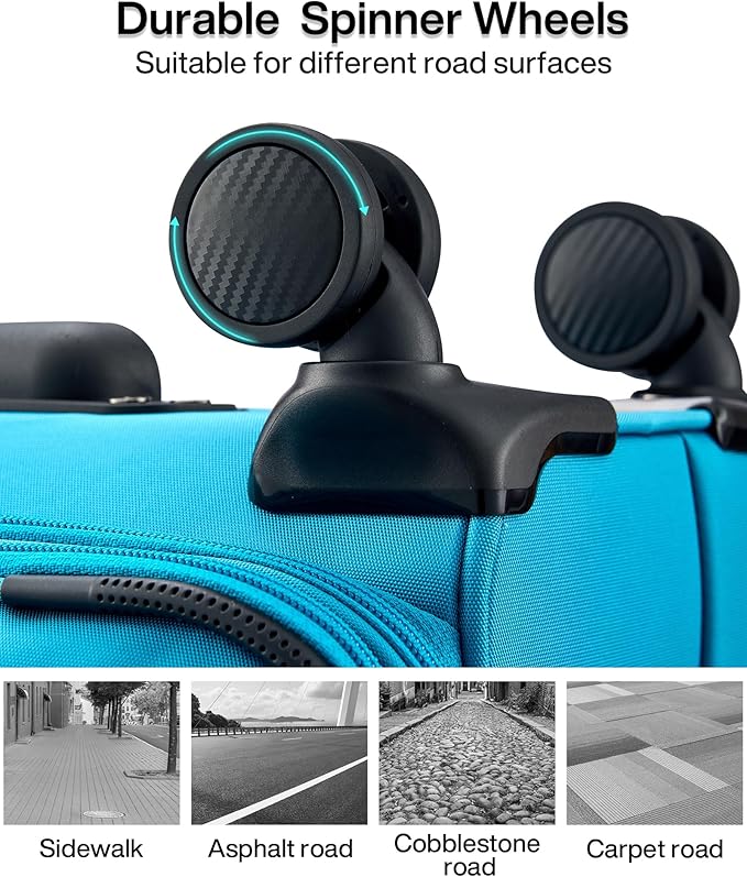 Hanke 28 Inch Luggage with Spinner Wheels Expandable Large Suitcase with Wheels Softside Check in Luggage Rolling Suitcase with Lock Lightweight Travel Luggage for Men and Women.(Caribbean Blue)