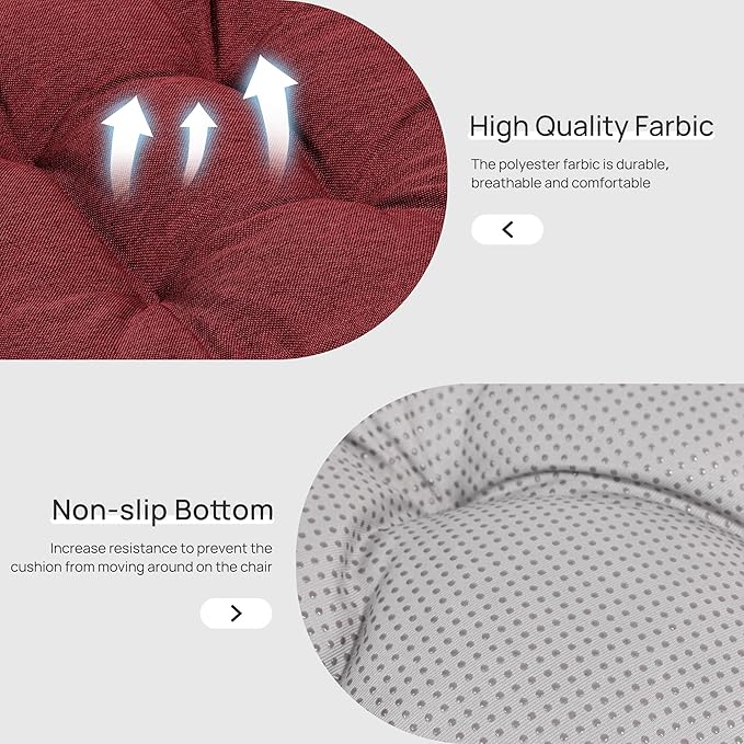 Love's cabin Memory Foam Chair Cushions Set of 4, 15.5"x15.5"x3.5" Indoor & Outdoor Seat Pads for Dining, Kitchen, Office, Patio Chairs - Burgundy