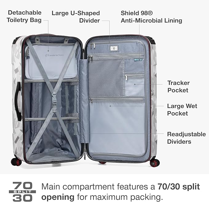Traveler's Choice Maxporter II Polycarbonate Hardside Trunk with Spinner Wheels, White Camo, 31-Inch Large Trunk