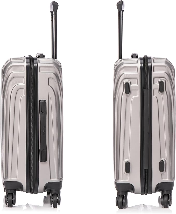 InUSA VASTY Luggage with Spinner Wheels | Durable Lightweight Hardshell Suitcase, Travel Bag with Handle and Trolley, 20-Inch Carry On Small Luggage | Grey