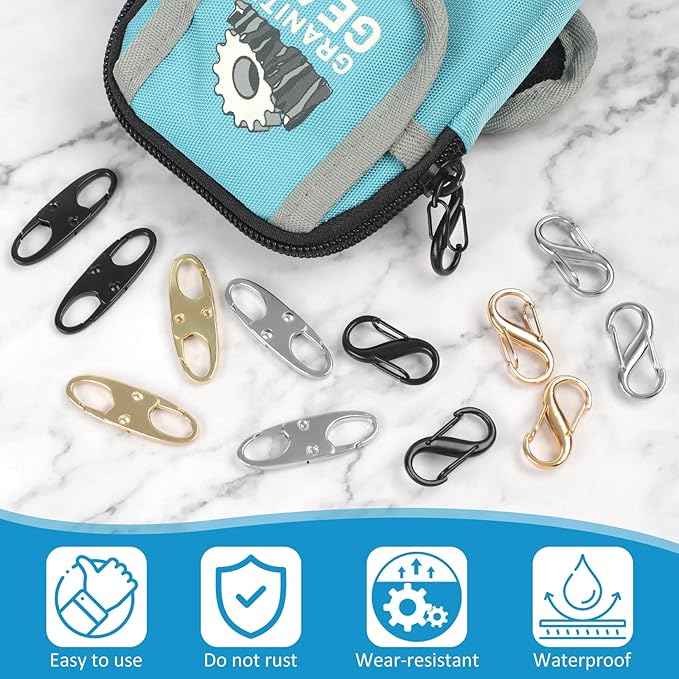 Phinus Lock Combo, Total 21PCS Clips Anti-Theft, Locks Anti-Theft for Luggage, Clothing, Backpacks, Boots, Purses, Travel Outdoor Sports(Black, Silver, Gold)