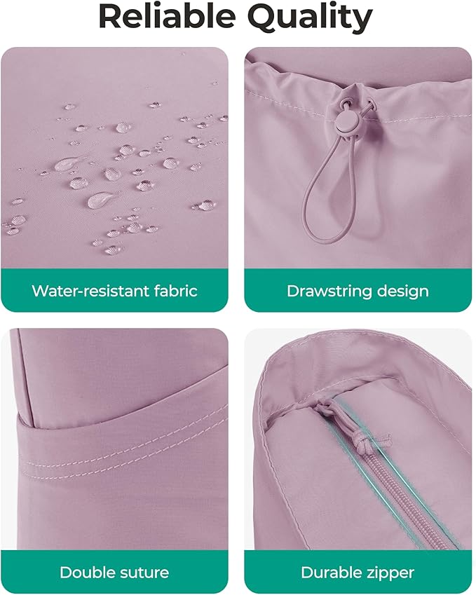 BAGSMART Foldable Tote Bag with Drawstring Bag, Large Tote Bag Shoulder Bag Top Handle Handbag for Travel, Work, Beach, Gym