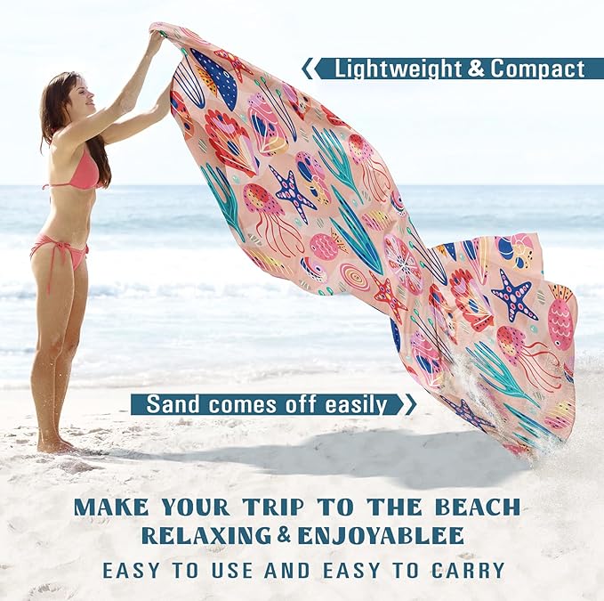 Beach Blanket Sandproof Waterproof 78''×81''1-5 Adults Oversized,Compact Lightweight Durable Beach Mat for Travel Camping Hiking Picnic Blanket