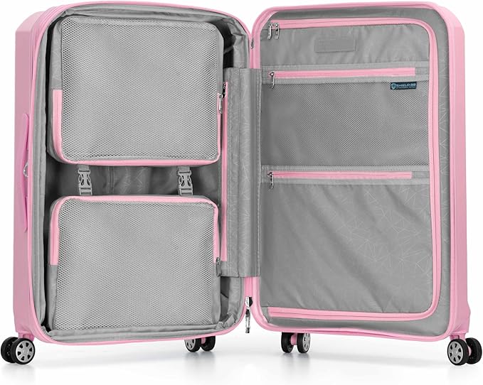 Traveler's Choice Pagosa Hardshell Expandable Luggage with Spinner Wheels, Pink, 26-Inch Medium
