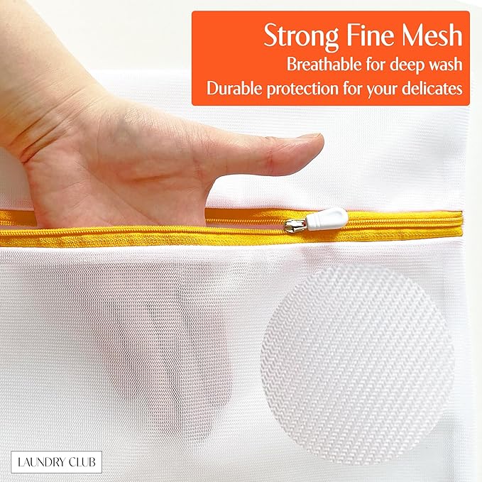 3 Pack Mesh Laundry Bags for Delicates 16inx20in (40cmx50cm), Dryer Safe, Breathable Fine Net, Sturdy Anti-Rust Zipper, Mesh Laundry Bags for Lingerie, Bra, Underwear, Sneakers, Socks, Laundry Club™