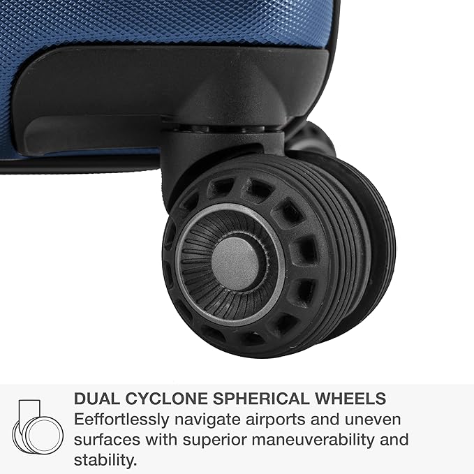 Traveler's Choice Archer Polycarbonate Hardside Spinner Luggage Set, Blue, Carry-On 21-Inch, Tie Down Straps