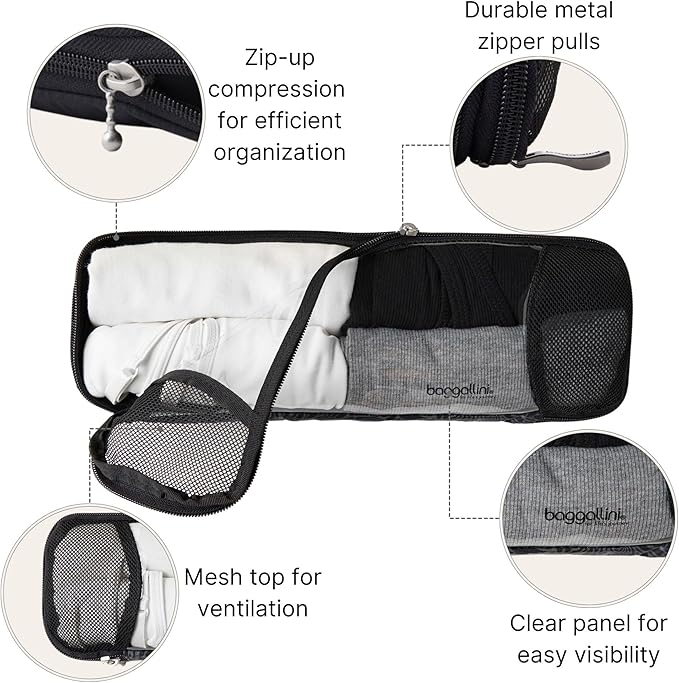 Baggallini Long Compression Cube - Lightweight Compression Packing Cube for Travel