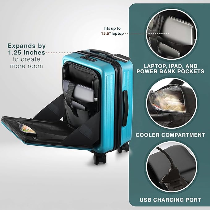Luggage Sets 3 Piece, 20 Inch Carry on Luggage and 28 Inch Suitcases with Wheels Spinner, Durable Hard Shell Suitcase Set, Expandable Travel Suitcase, Teal