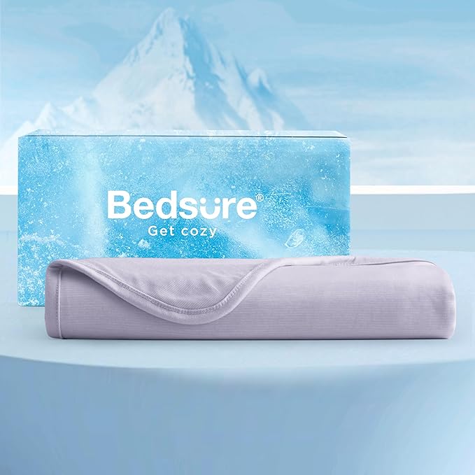 Bedsure Lavender Cooling Blanket King Size for Hot Sleepers - Summer Cold Blanket for King Size Bed with Rayon Derived from Bamboo, Ice Cool Cold Arc-Chill Thin Summer Bedding Essentials, 108x90
