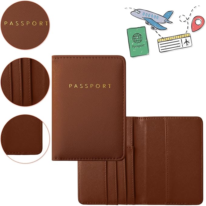 2 Pcs Passport Cover Holder for Travel Waterproof Leather Passport Wallet Case Book Travel Cruise Essentials for Women Men | 2 Pieces, Bridal, Holder, Waterproof, Holder Covers, Travel Wallet