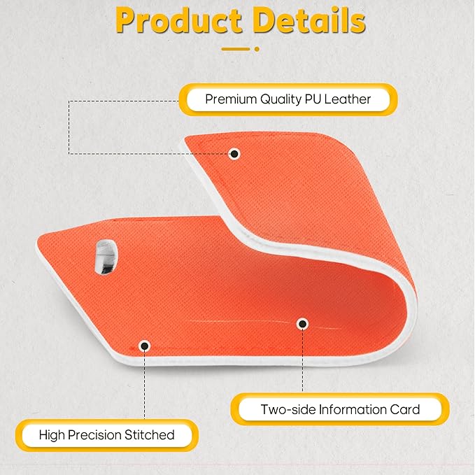 Travelambo Luggage Tags for Suitcases Faux Leather Privacy Protection 2 Pack Bag Tags Travel Accessories Essential, Cross Orange