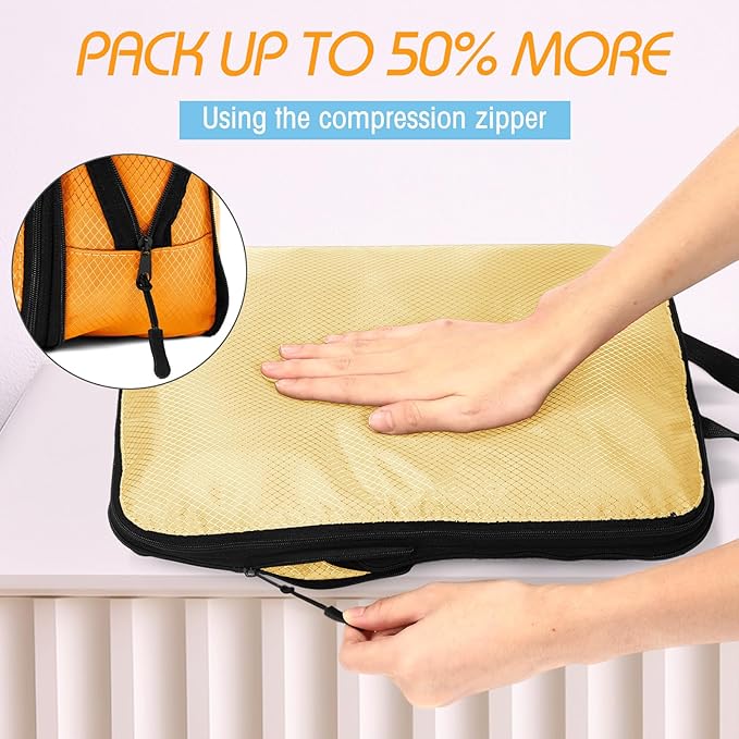 5 Pack Compression Packing Cubes for Travel Space Saving Cubes Luggage Organizer for Suitcase(Pastel,Mixed)