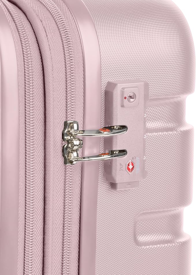 SwissGear 7366 Signature Hardside Expandable Luggage with Spinner Wheels, TSA Lock, Pink, Checked-Medium 23-Inch
