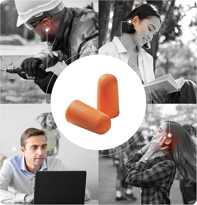 ATERET Earplugs 200 Pairs & 12 Pairs of Safety Glasses I 32db Noise Cancelling Soft Disposable Ear Plugs I Safety Hearing & Eye Protection for Hunting Shooting Range Work Construction