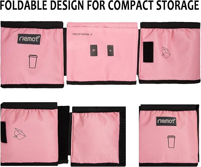 riemot Luggage Travel Cup Holder Free Hand Drink Caddy - Hold Two Coffee Mugs - Fits Roll on Most Suitcase Handles - Gifts for Flight Attendants &Frequent Travelers Accessories Pink