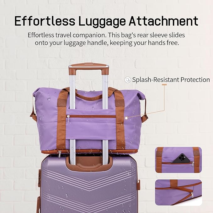 Expandable Luggage Sets 5 Piece, Hard Case Suitcase Set with Spinner Wheels,22x14x9 Airline Approved Carry on,Lightweight Durable Suitcase with TSA Lock (Purple)