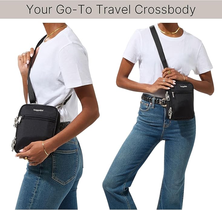 Baggallini Securtex® Anti-theft Mini Everything Crossbody Bag, 6.3"x8.25" Rfid, Locking Zippers & Cut-resistant Strap