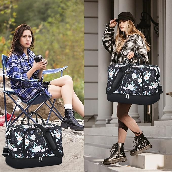 Travel Weekender Bag for Women, 21" Overnight Bag with Shoe Compartment 50L Large Travel Duffel Bag Carry On Tote for Weekend, Overnight, Business Trips, Water Resistant