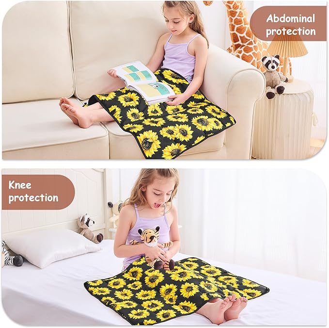 yescool Weighted Lap Blanket 2 Pounds Cooling Weighted Lap Pad, Sunflower Small Weighted Blanket, Weighted Throw Blanket Gifts for Travel Indoor Outdoor, 20"x30"