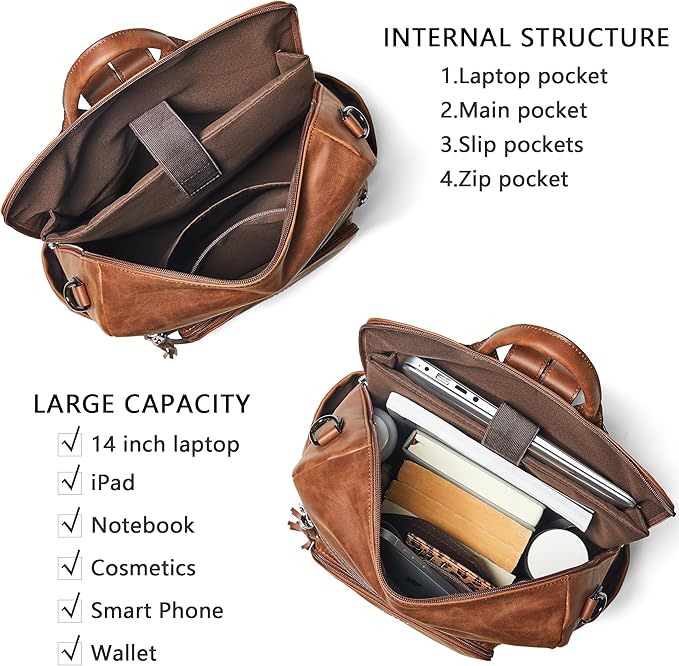 Shrrie Vegan Leather Laptop Backpack for Women 15.6 inch Work Backpack Fashion Travel Backpack Purse for Business College