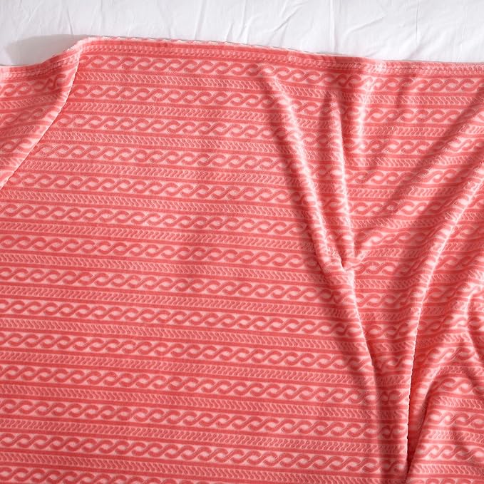 Soft Cozy Fleece Throw Blanket, 50x60 Inches – Lightweight Plush Blanket for Couch, Fuzzy 3D Jacquard Design, for Sofa, Bed & Travel, Hot Pink Chain