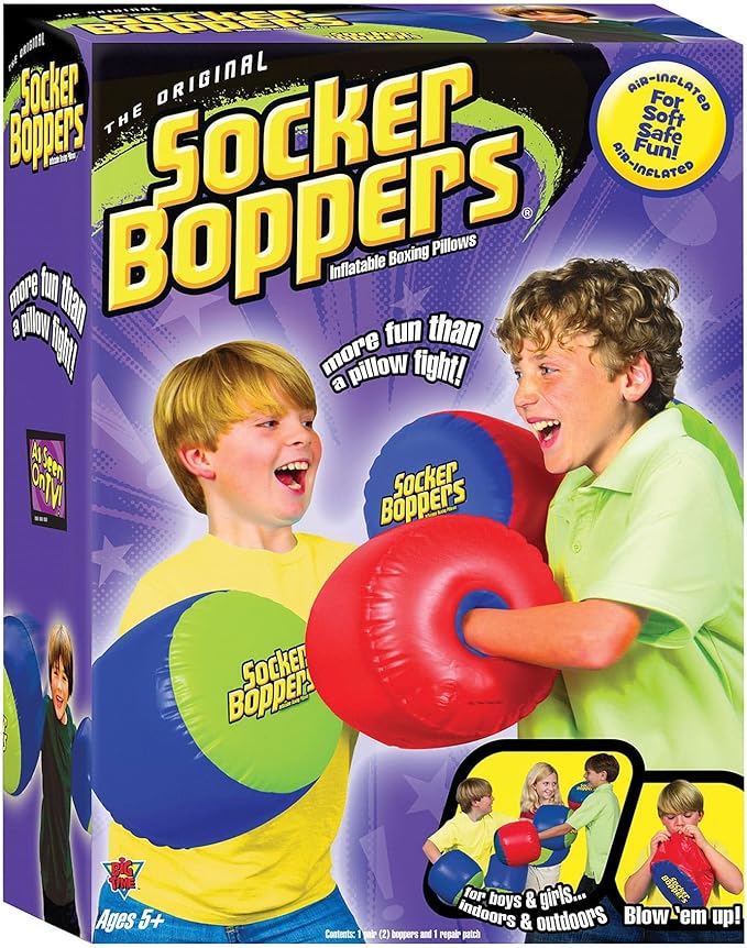 Socker Boppers Inflatable Boxing Pillows - One Pair Boppers – colors will vary, Box and Bop, Durable Vinyl, Active Outlet That Aids in Agility, Balance and Coordination, Safe Fun Indoor or Out